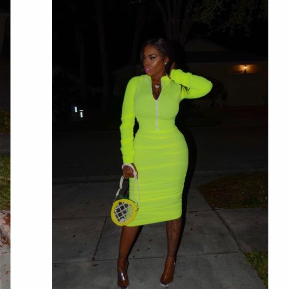 Lime green bungee dress